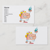 Carte De Visite infirmière drôle avec une seringue dessin animé (Devant / Derrière)