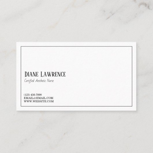 Carte De Visite Infirmière esthétique moderne, Docteur, Chirurgie (Dos)