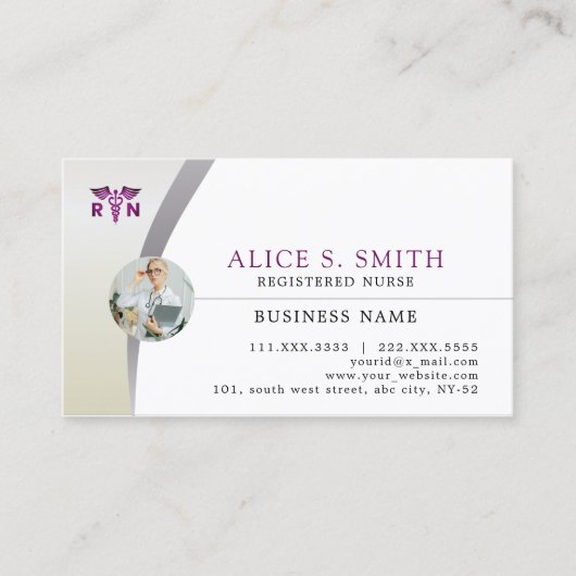 Carte De Visite Infirmière inscrite avec logo et photo de la RN (Devant)