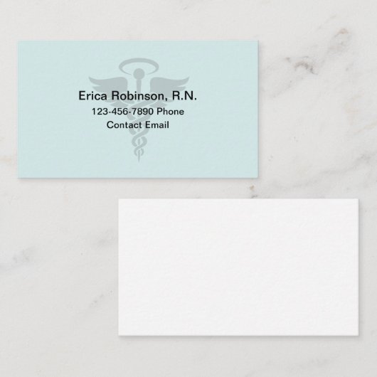 Carte De Visite Infirmière invitée inscrite Ange Caduceus (Devant / Derrière)