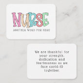 Carte De Visite Infirmière Merci Covid Random Act of Kindness Card (Devant / Derrière)