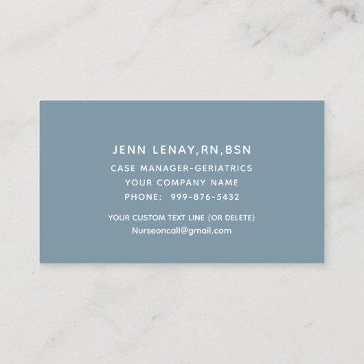 Carte De Visite Infirmière moderne Stethoscope Bleu Script profess (Dos)