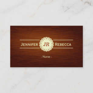 Carte De Visite Infirmière - Monogramme du grain de bois