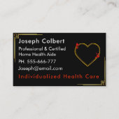 Carte De Visite Infirmière noire rouge dorée (Devant)