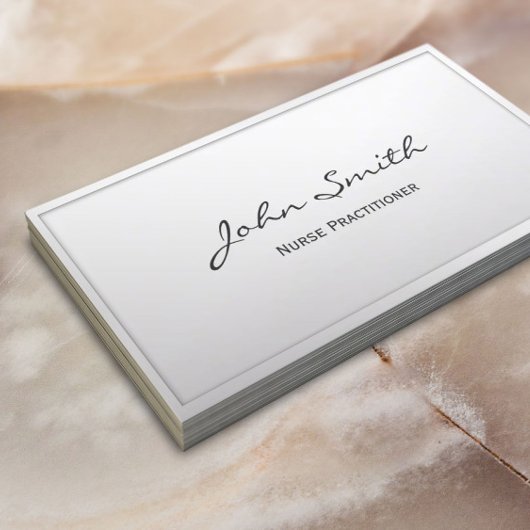 Carte De Visite Infirmière Praticien Élégant Cadre Blanc