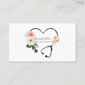 Carte De Visite Infirmière praticienne stéthoscope floral (Devant)