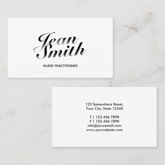 Carte De Visite Infirmière praticienne Typographie classique (Devant / Derrière)