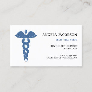 Carte De Visite Infirmière professionnelle diplômée Caducée Bleu