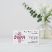 Carte De Visite Infirmière rose de croix/remous (Debout devant)