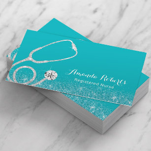 Carte De Visite Infirmière soignante Médicale élégante Turquoise