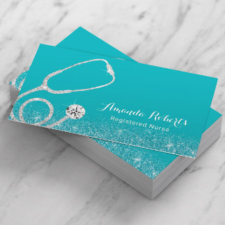 Carte De Visite Infirmière soignante Médicale élégante Turquoise