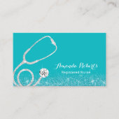 Carte De Visite Infirmière soignante Médicale élégante Turquoise (Devant)