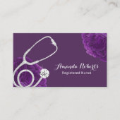 Carte De Visite Infirmière soignante Médicale Élégante Violet Flor (Devant)