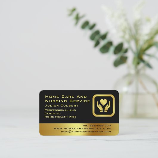 Carte De Visite Infirmière soignante moderne Golden Médicale Care (Debout devant)