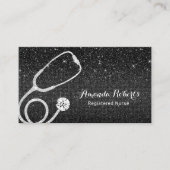 Carte De Visite Infirmière soignante / Paillettes noires (Devant)