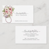 Carte De Visite Infirmière soignante Stethoscope floral (Devant / Derrière)