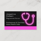 Carte De Visite Infirmière soignante Stéthoscope rose moderne Médi (Devant)