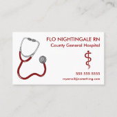 Carte De Visite Infirmière Stethoscope Blanc (Devant)