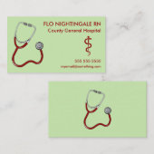 Carte De Visite Infirmière Stethoscope Scrubs Green (Devant / Derrière)