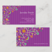 Carte De Visite Infirmière - Thème de la nature pourpre (Devant / Derrière)