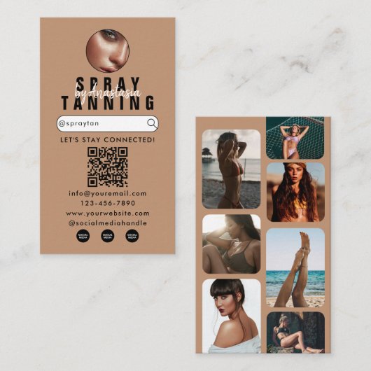 Carte De Visite Influencer Beauté Spray Tanning Salon Tan Photos (Devant / Derrière)