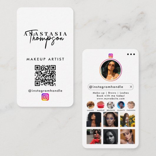Carte De Visite Influencer Beauty Nail Tech Médias sociaux QR Code (Devant / Derrière)