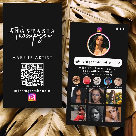 Carte De Visite Influencer Beauty Nail Tech Médias sociaux QR Code