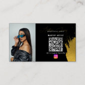 Carte De Visite Influencer Black & Gold Social Media QR Code (Devant)