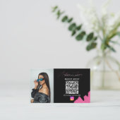 Carte De Visite Influencer Black & Pink Social Media Code QR (Debout devant)
