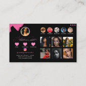 Carte De Visite Influencer Black & Pink Social Media Code QR (Dos)