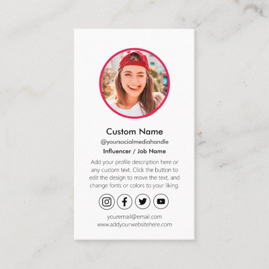 Carte De Visite Influencer Content Creator QR Code Social Media (Devant)