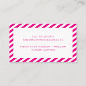 Carte De Visite INFLUENCER MODERNE style frise rose marine blanc (Dos)