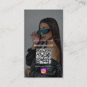 Carte De Visite Influencer Photo Feed Girly Social Media QR Code (Devant)