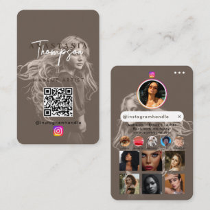 Carte De Visite Influenceur Beauté Nails Médias sociaux Terre Beig