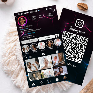 Carte De Visite Influenceur Instagram Code QR Noir Médias Sociaux
