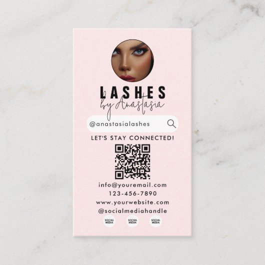 Carte De Visite Influenceur Maquillage de beauté Artiste Lashes de (Devant)