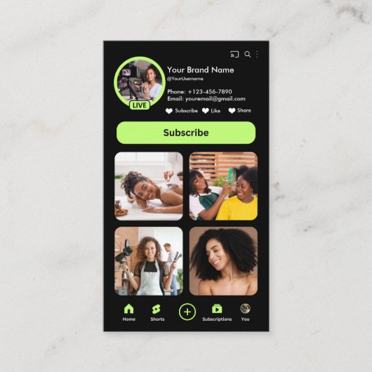 Carte De Visite Influenceur YouTube (Devant)