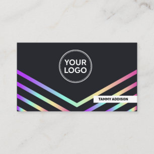Carte De Visite Info simple Moderne Neon Arc-en-ciel Holographique
