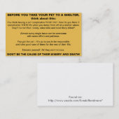 Carte De Visite Information d'abri d'animaux familiers (Devant / Derrière)