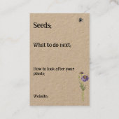 Carte De Visite Information sur les semences de culture d'entrepri (Dos)