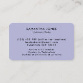Carte De Visite Informations de contact pour l'enseignant remplaça (Dos)