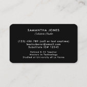 Carte De Visite Informations de contact pour l'enseignant suppléan (Dos)