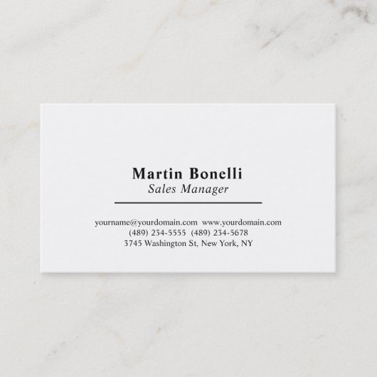 Carte De Visite Informations de nom propre classique professionnel (Devant)