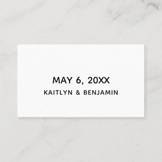 Carte De Visite Informations sur le Mariage d'écriture décontracté (Dos)