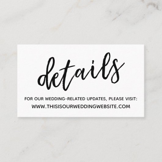 Carte De Visite Informations sur le Mariage d'écriture décontracté (Devant)