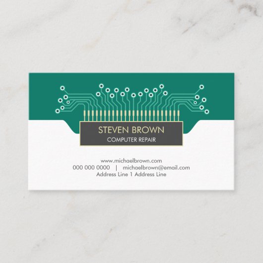 Carte De Visite Informatique Circuit Board Geek Codage Tech (Devant)
