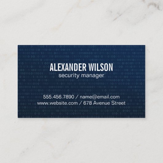 Carte de visite informatique de sécurité (Dos)