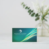 Carte De Visite Ingénierie technique Flux Abstrait de lumière vert (Debout devant)