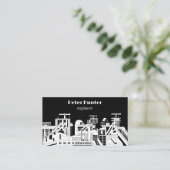 Carte De Visite Ingénieur Architecte Moderne Noir & Blanc (Debout devant)