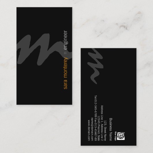 Carte De Visite Ingénieur BoldScript Monogram BusinessCard (Devant / Derrière)